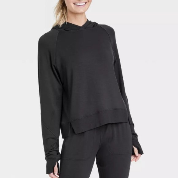 all in motion Tops - All in Motion Women's Black French Terry Modal Hooded Sweatshirt